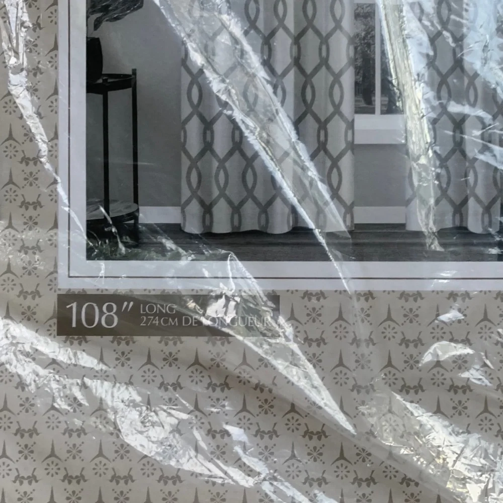 2 Plant City Kochi Beige Rod Pocket Curtain Panels Semi Sheer 54 x 108 NEW